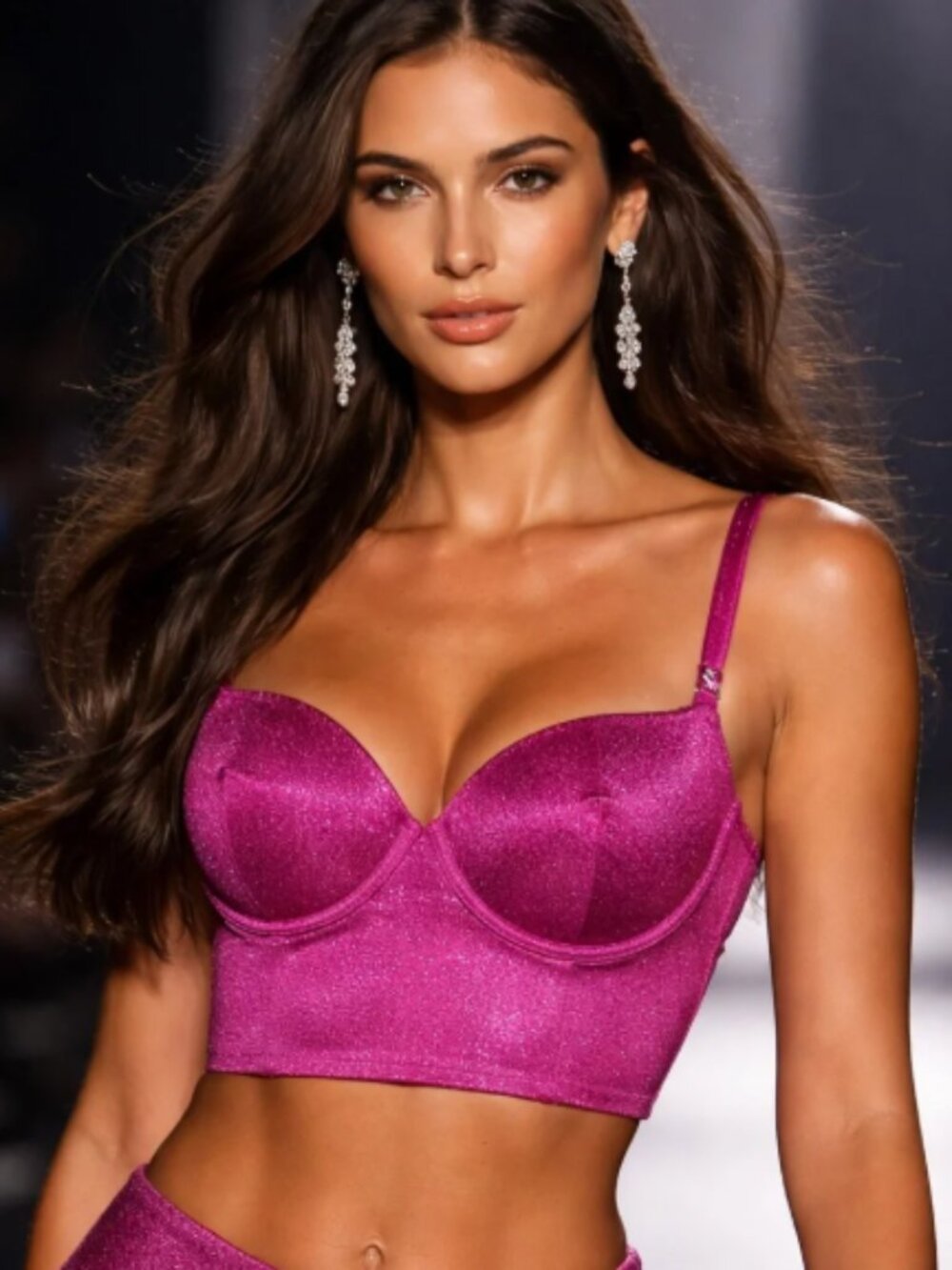 Victorias Secret Bustier Top SZ 34D Magenta Pink Sparkle Flirty Body by Victoria
